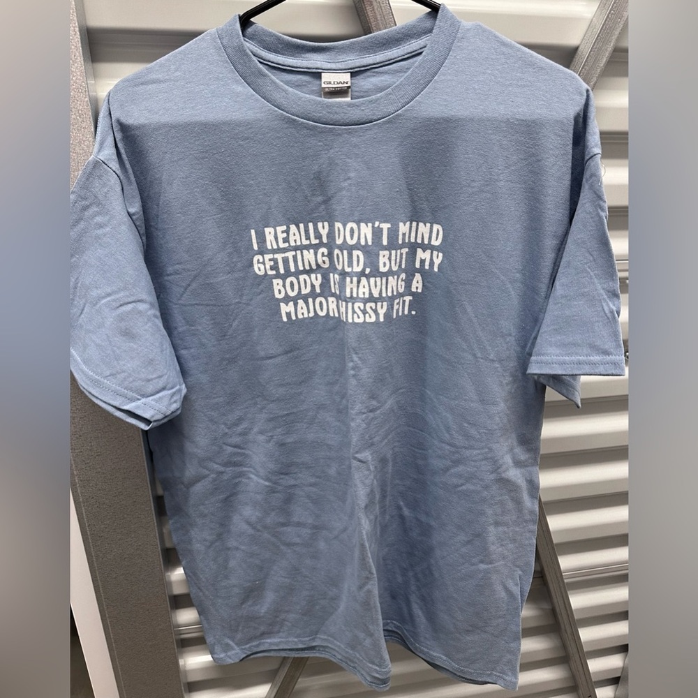 Unisex funny graphic Tshirt light blue - Picture 1 of 3